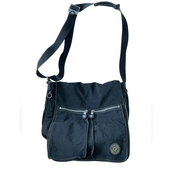 Kipling Vintage Black Expandable Messenger Laptop Crossbody Bag 18 X 15 X 6 - Picture 1 of 14